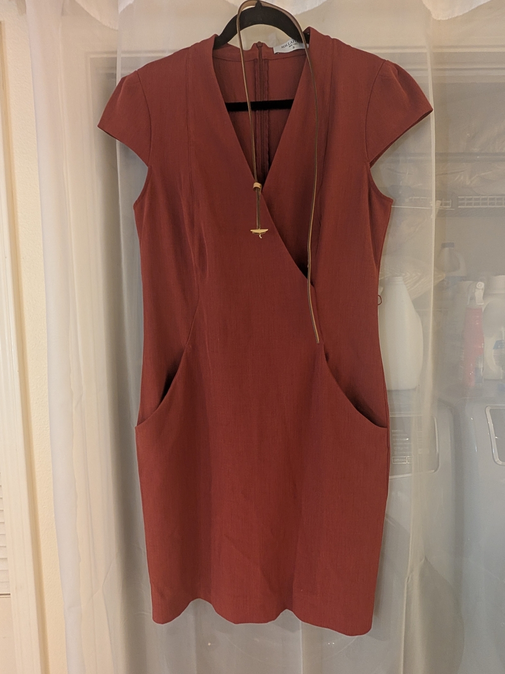 M.M.LaFleur Rust Wrap-Front Sheath Dress Size 12